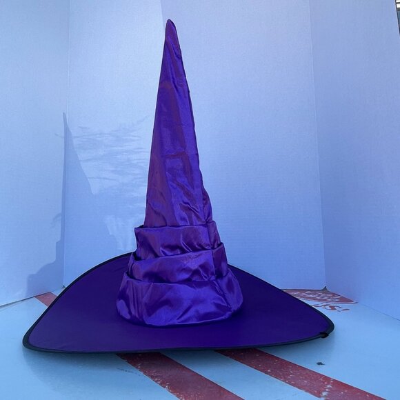 Brand New (4 available) One Size Tiered Tall Pointy Metallic Purple Witch's Hats - Picture 11 of 16